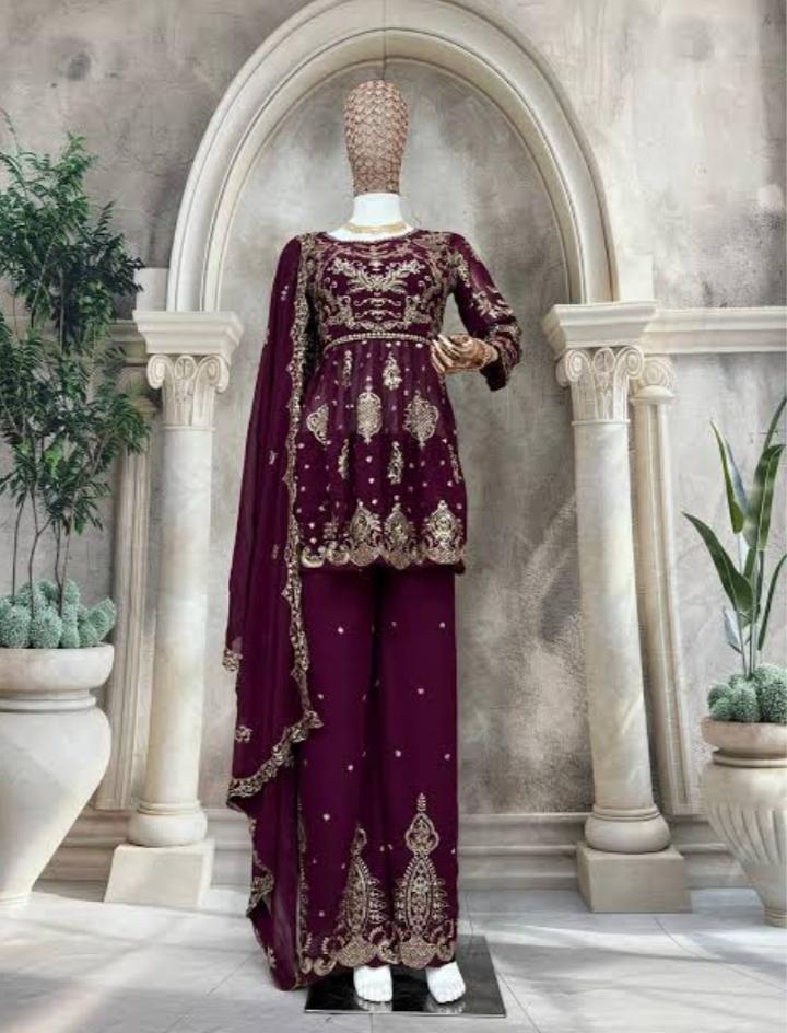 FANCY GEORGETTE EMBROIDERY WORK PLAZO SUIT IN MUNICH