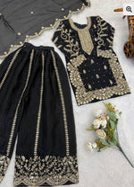 Black Embroidered Work Salwar Suit For Kid in Germany