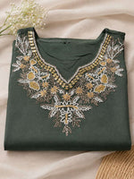 Deep Bottle Green Silk-Blend Embroidered Kurta Palazzo Set with Dupatta in Germany Namma Markt