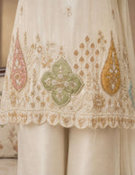 Creme Silk Embroidered Kurta Set with Straight Pants in Berlin