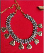 Dual-Tone Oxidized Silver Heart-Charm Choker Necklace in Germany
