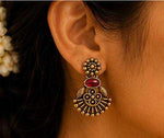 Traditional Antique Gold-Plated Kemp Stone Necklace Set with Matching Drop Earrings in Germany