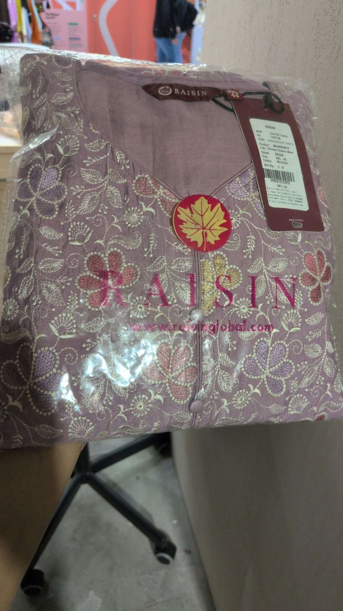 Lavender Floral Print Straight Kurta Set with Palazzo and Dupatta in Berlin Namma Markt