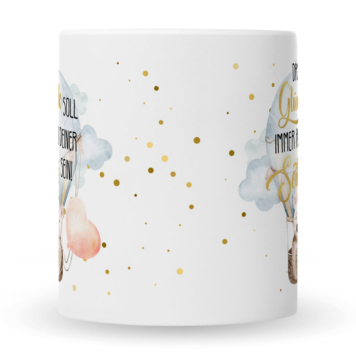 Bedruckte Tasse mit Spruch Glück immer an deiner Seite