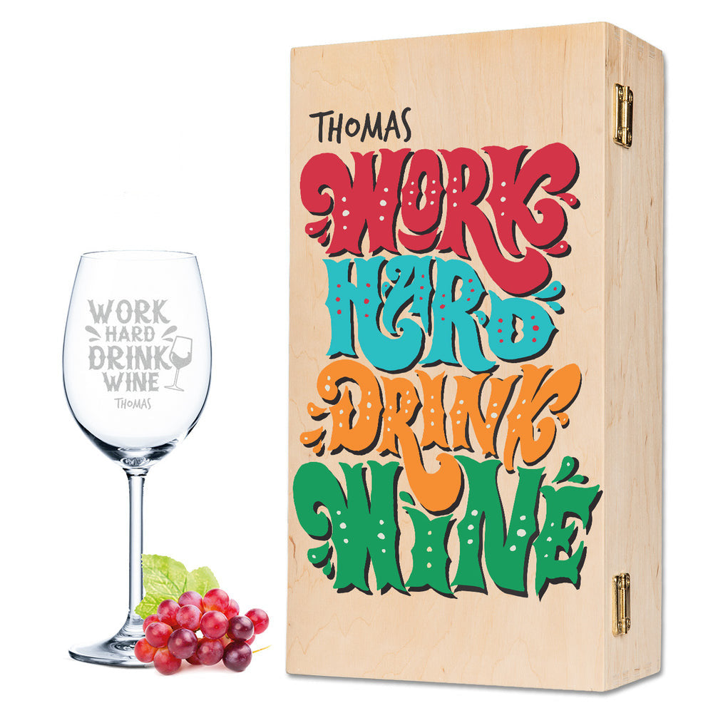 Stölzle Lausitz Weinglas mit Gravur "Work Hard Drink Wine"
