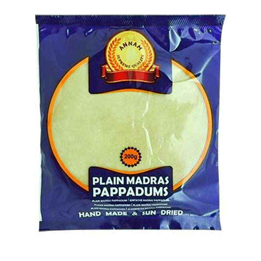 Annam Plain Madras Pappadums/ Appalam 150g