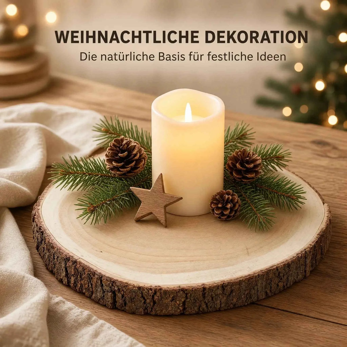 Baumscheibe aus Naturholz – Dekobrett mit Rinde, ca. 25–32 cm