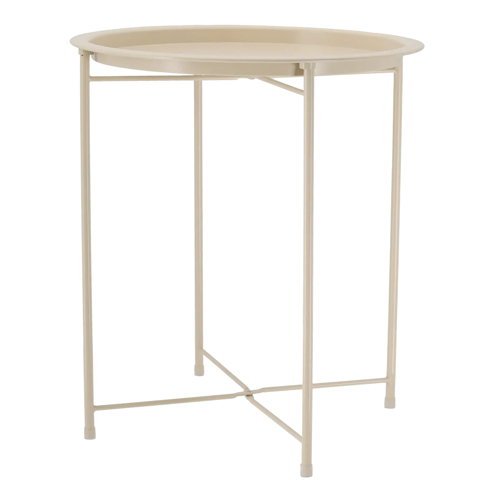 Beistelltisch Metalltisch beige rund 37x42 cm mit Tablett Tisch Ablage