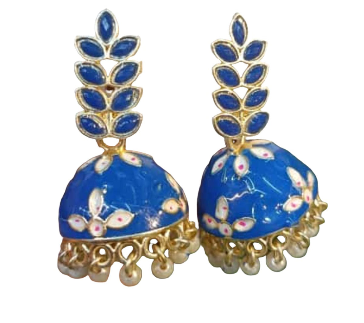 Gold-Plated Dome Shaped Meenakari Jhumkas