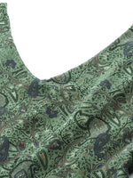 Green Floral Printed V- Neck Maxi Dress in Berlin