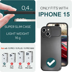 NALIA Silikonhülle für iPhone 15 – Rutschfest & Matt – VORTEX (Gebürstete Optik & Carbon Design) – Marke aus Berlin