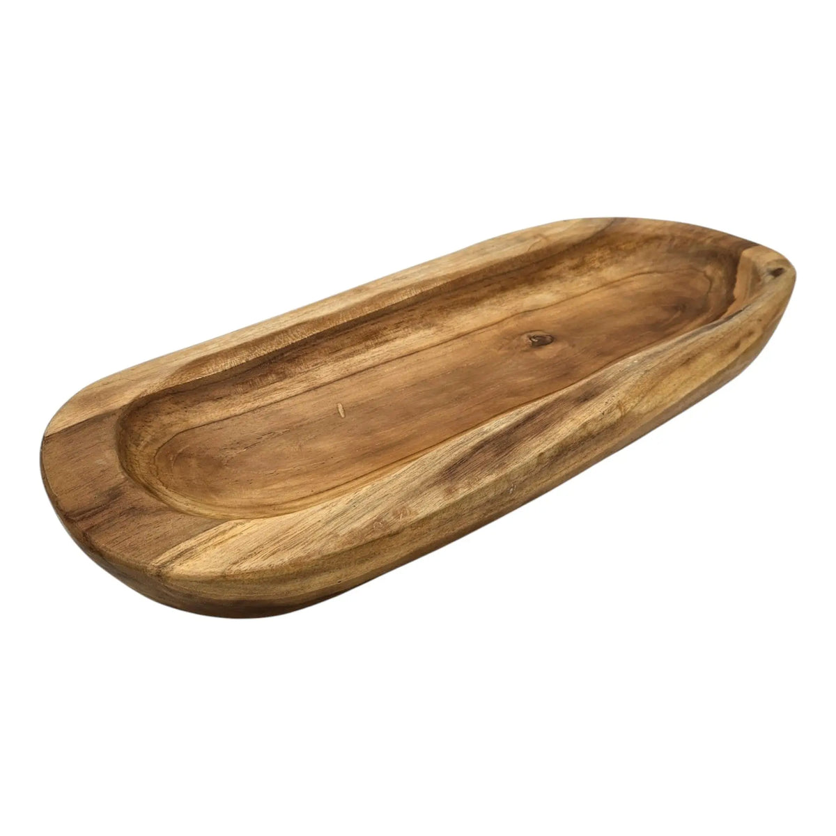 Dekoschale Naturschale Teak Holz lang 60 cm Schale braun massiv stabil Obstschale XL