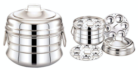 Diamond Steel Idly Pot Big (18 Idly)