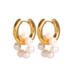 PEARL DONUT HOOP EARRING 18K GOLD PLATED
