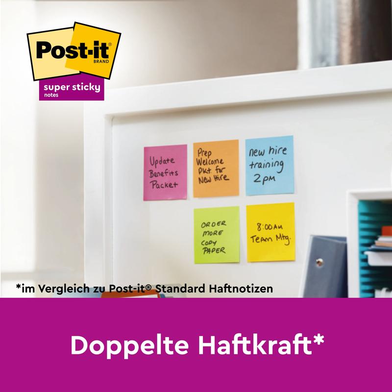 Post-it® Super Sticky Notes, 47,6 mm x 47,6 mm, 90 Blatt/Block, 100% PEFC