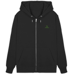 Core Zip Hoodie 350 g/m² – Bio-Baumwolle, grüne Stickerei