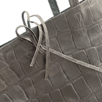 Leder Shopper mit Innentasche Kroko Grau