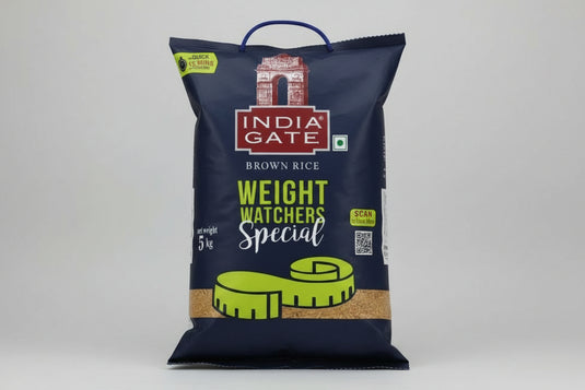Bag of India Gate Brown Rice Weight Watchers Special on a white background