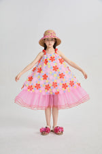 Tropical Bloom Embroidered Mesh Dress