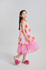Tropical Bloom Embroidered Mesh Dress