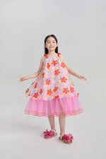 Tropical Bloom Embroidered Mesh Dress