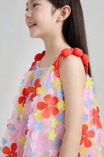 Tropical Bloom Embroidered Mesh Dress
