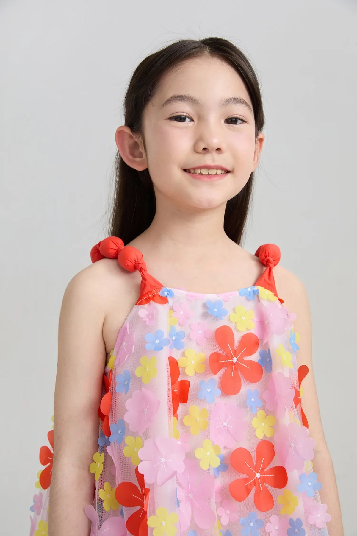 Tropical Bloom Embroidered Mesh Dress