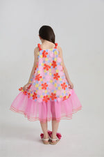 Tropical Bloom Embroidered Mesh Dress