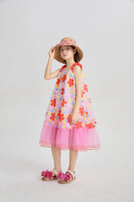 Tropical Bloom Embroidered Mesh Dress