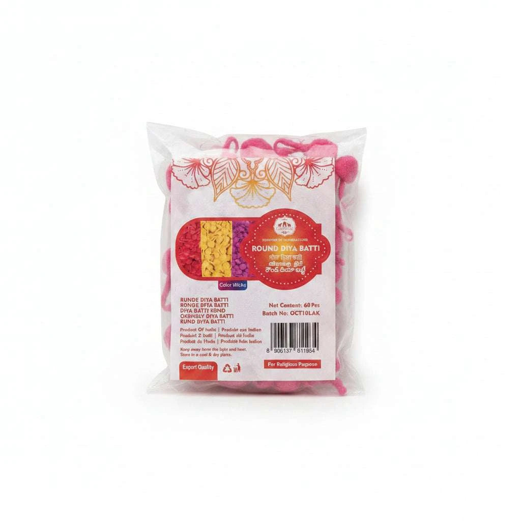 Lakshmi Round Colour Diya Batti 60pc/pack