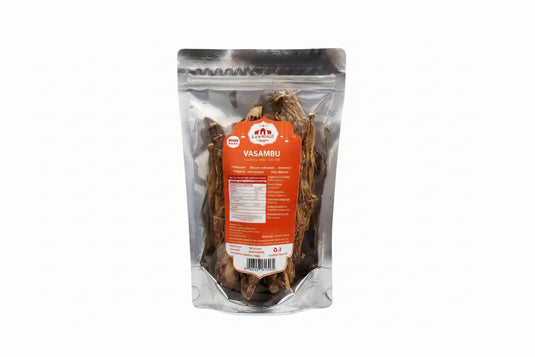 Packaged product with a red label on a white background