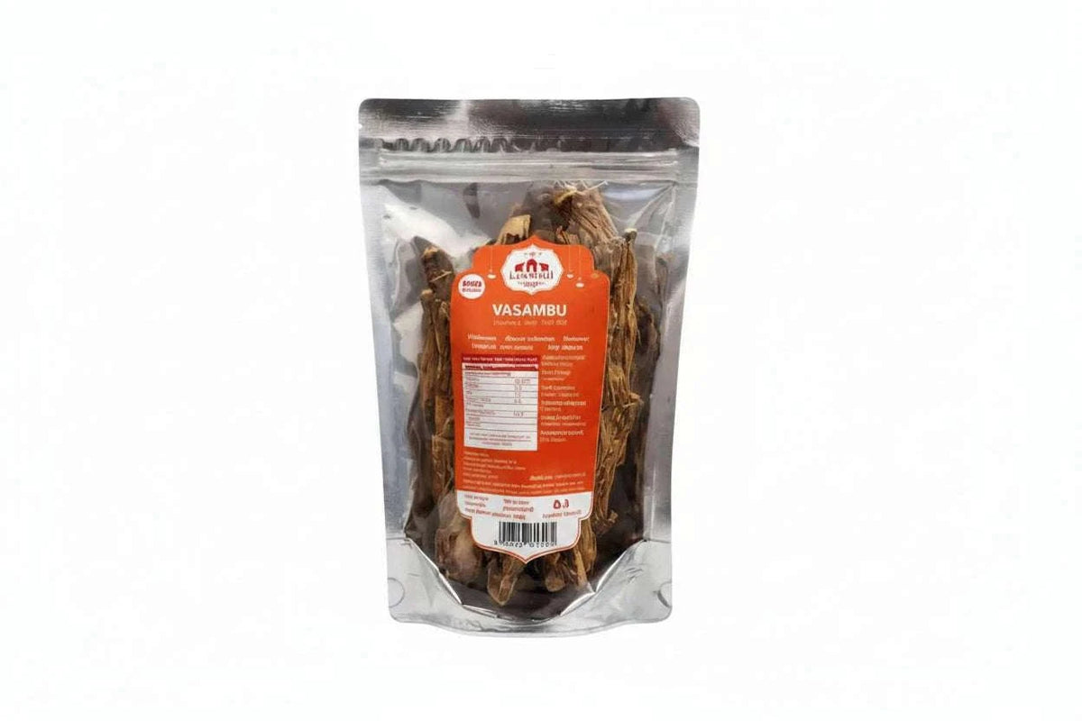 Packaged product with a red label on a white background