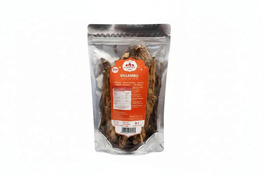 Packaged product with a red label on a white background