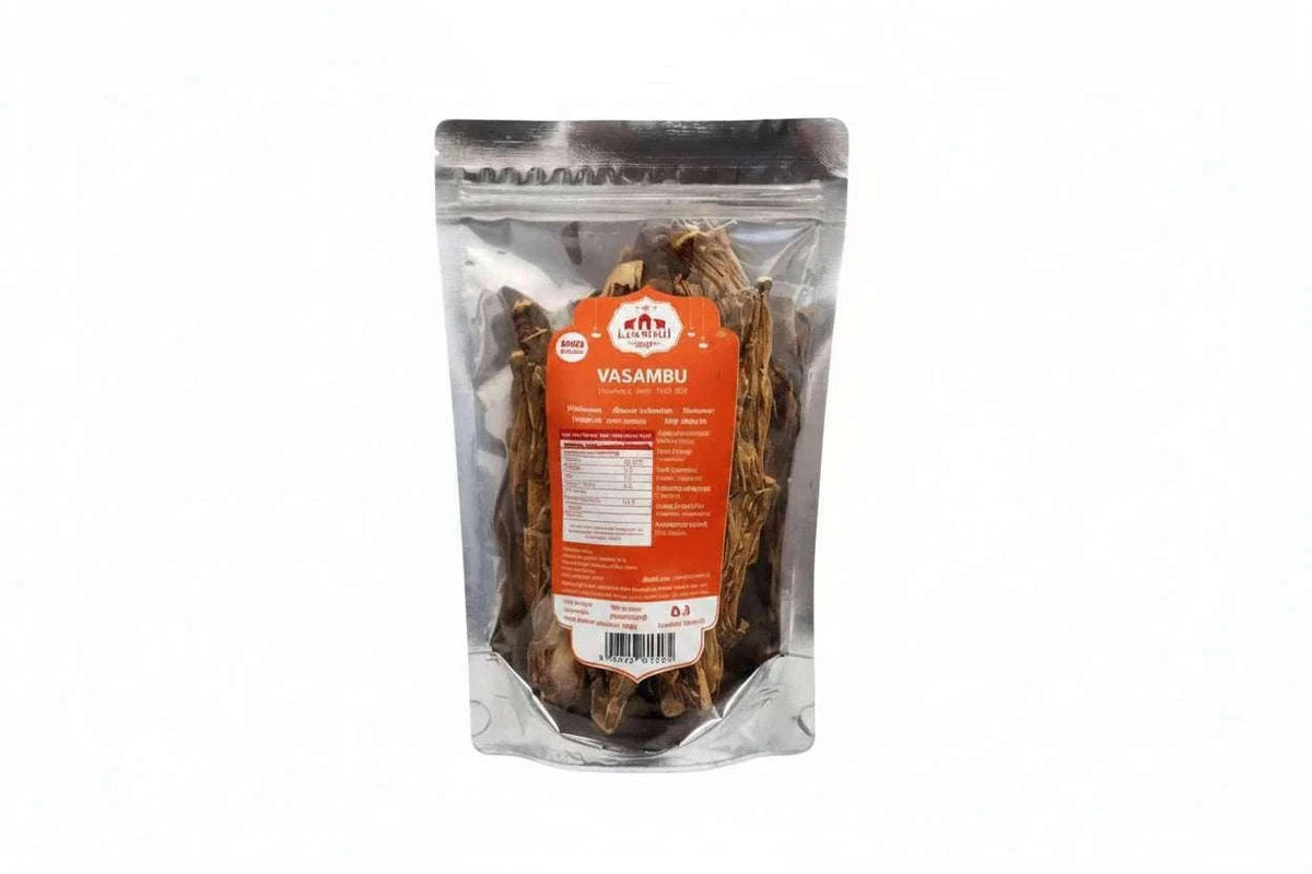 Packaged product with a red label on a white background