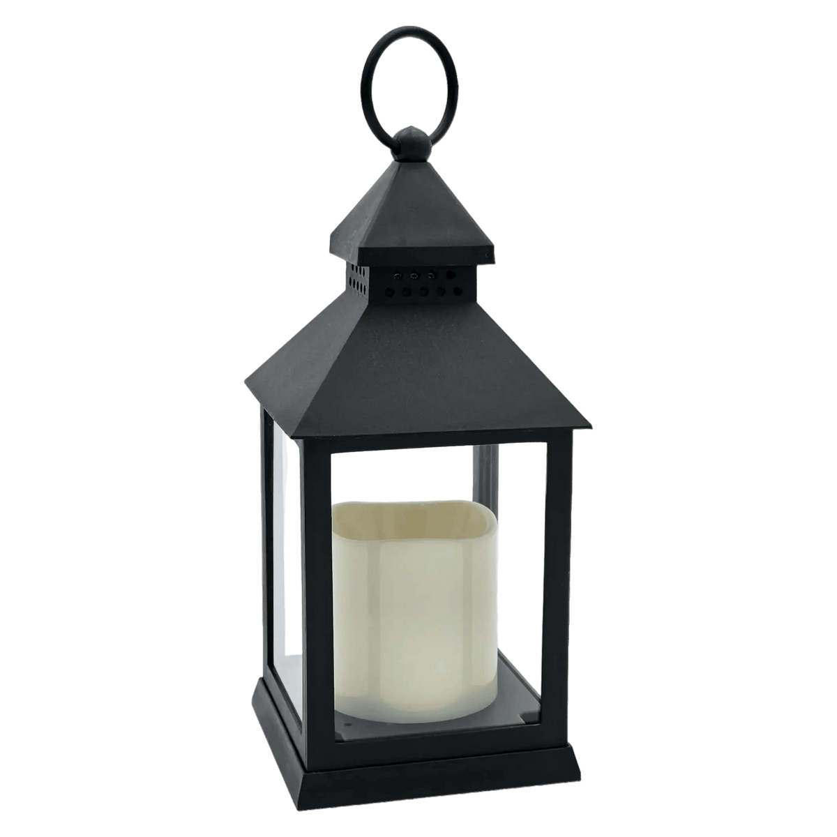 Laterne LED mit Timer batteriebetrieben flackerndes Licht Windlicht schwarz Deko