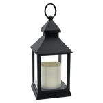 Laterne LED mit Timer batteriebetrieben flackerndes Licht Windlicht schwarz Deko
