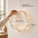 LED Weihnachtskranz 30 cm mit 40 LEDs & Timer – warmweiß, batteriebetrieben