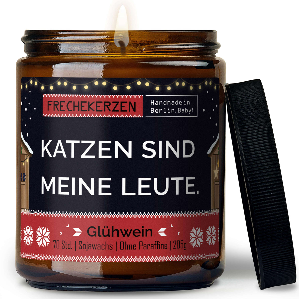 Kerze mit Spruch | katzen sind meine leute.