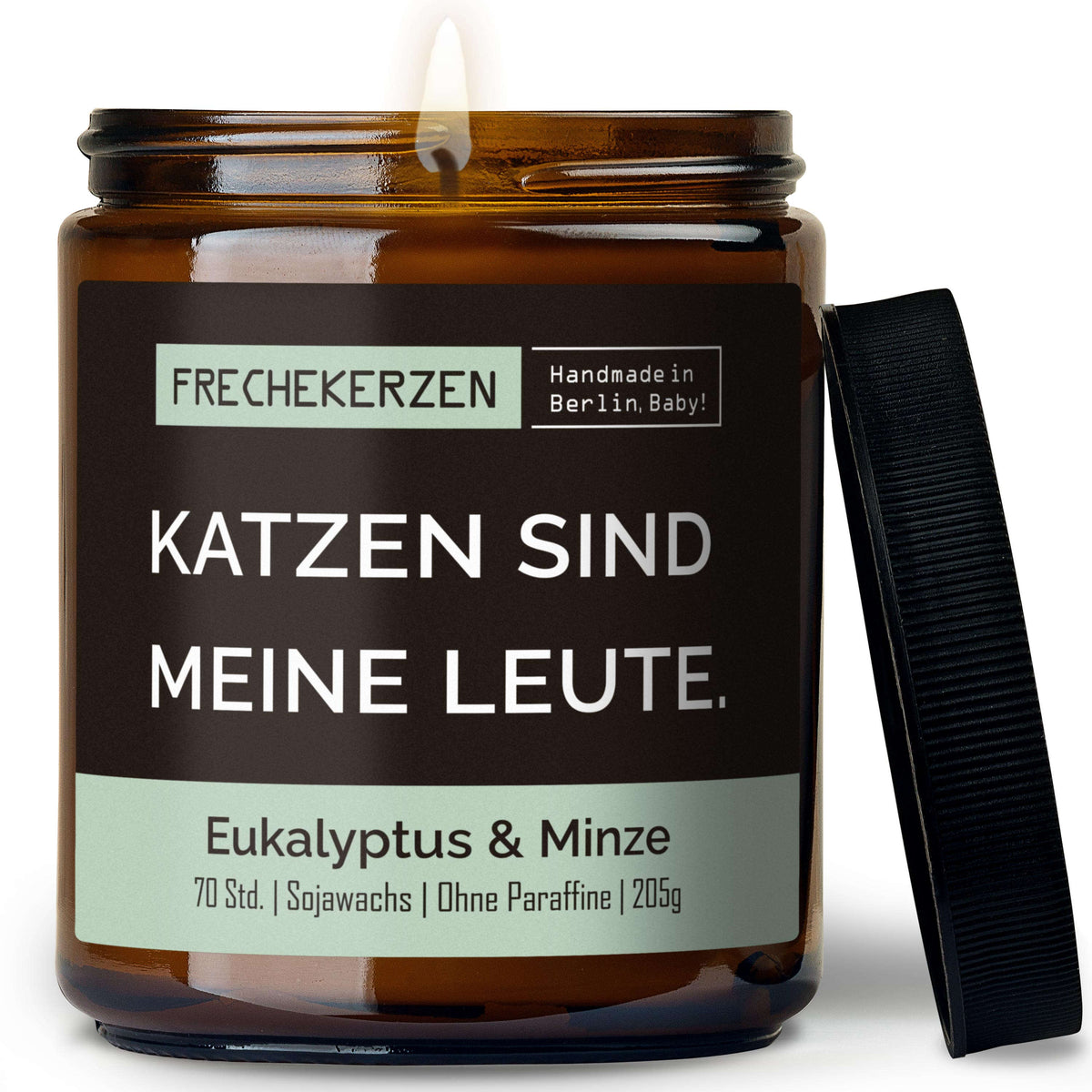 Kerze mit Spruch | katzen sind meine leute.
