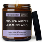 Duftkerze mit Spruch | endlich wieder eier ausblasen.