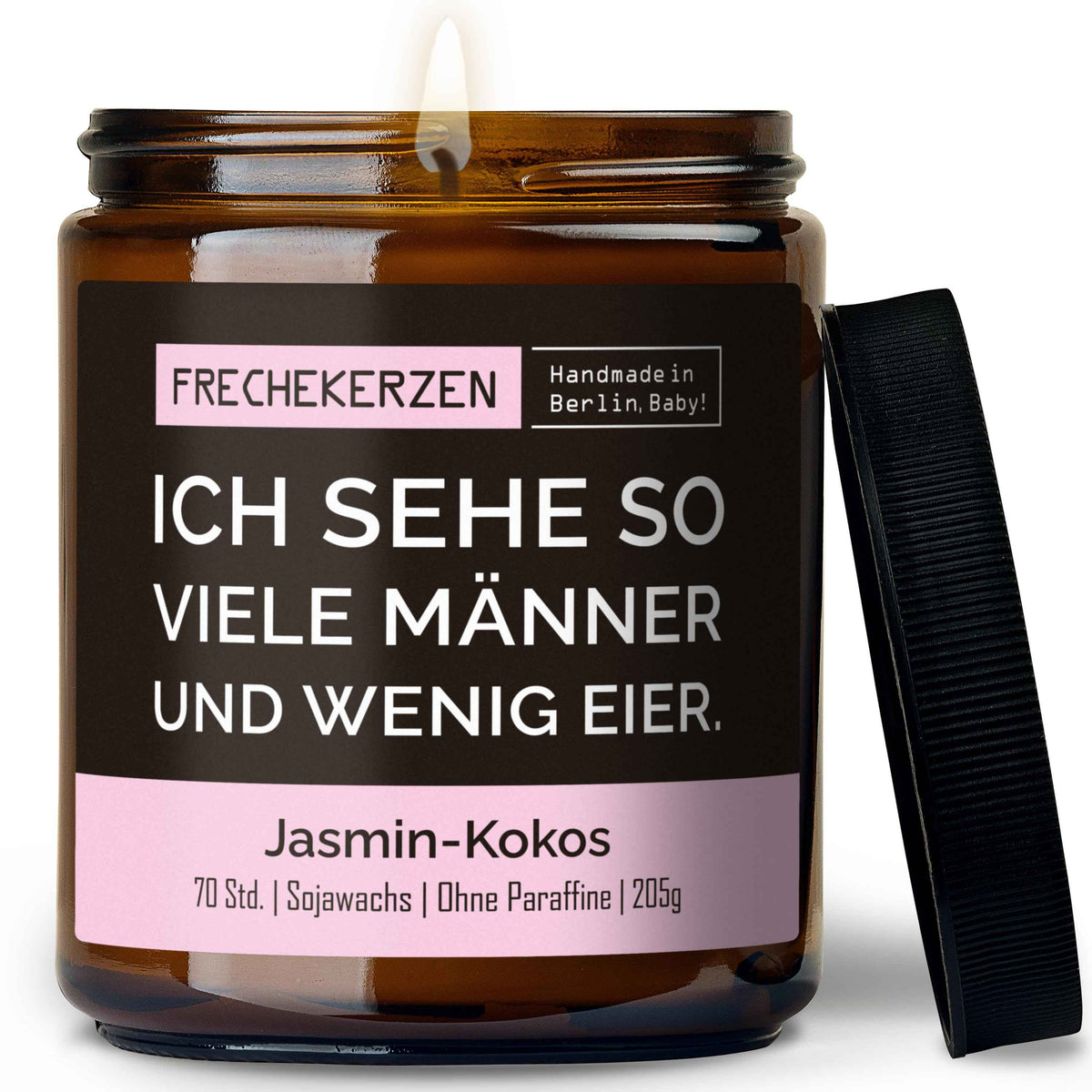 Kerze mit Deckel | ich sehe so viele männer und wenig eier.