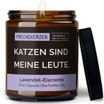 Kerze mit Spruch | katzen sind meine leute.