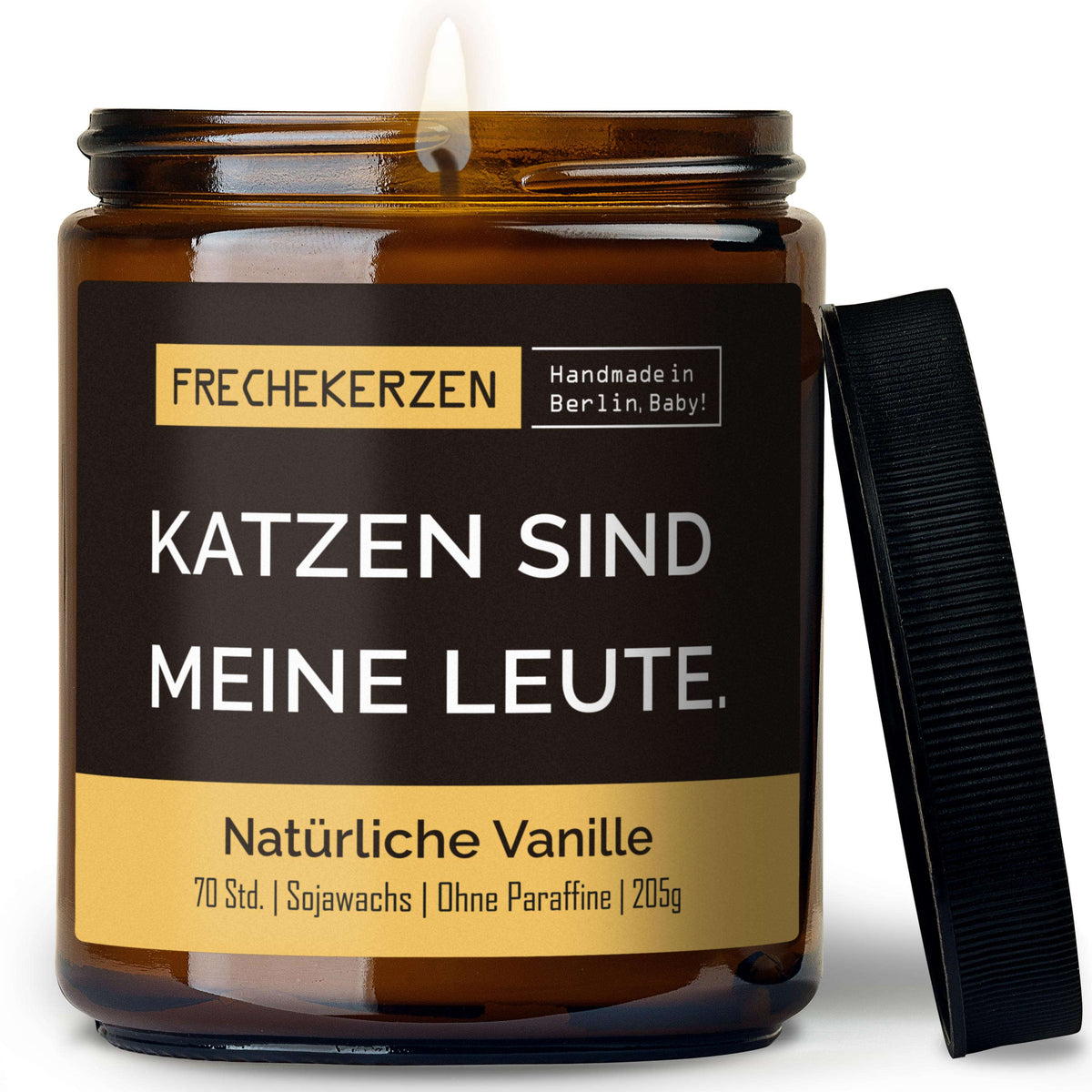 Kerze mit Spruch | katzen sind meine leute.