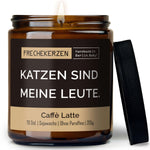 Kerze mit Spruch | katzen sind meine leute.
