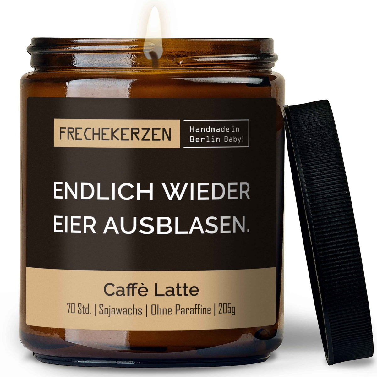 Duftkerze mit Spruch | endlich wieder eier ausblasen.