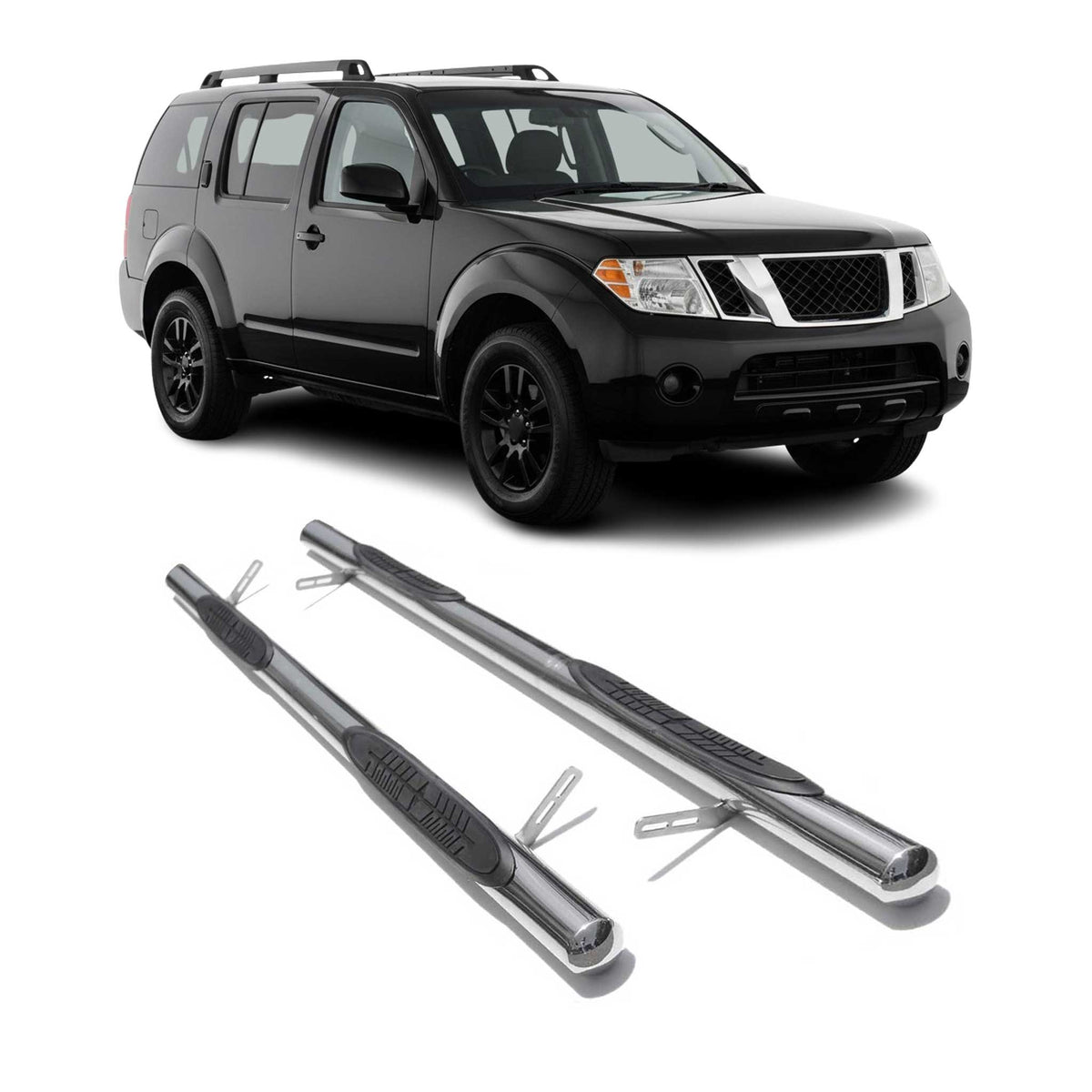 Edelstahl Trittbretter Schwellerrohre für Nissan Pathfinder 2005-2012 Silber