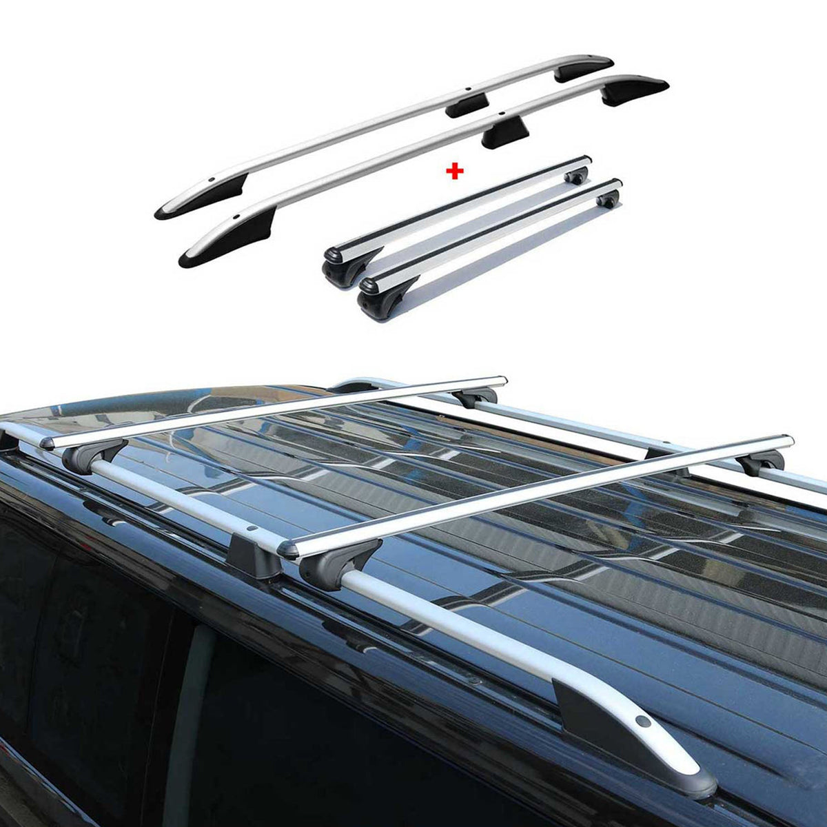 Dachreling + Dachträger SET für Opel Combo D Fiat Doblo L1 Aluminium Silber 4tlg