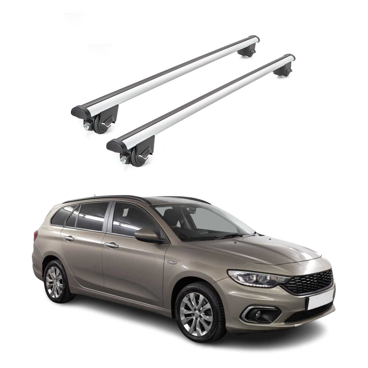 Dachträger für Fiat Tipo 2015-2026 Gepäckträger Relingträger 100kg Alu Grau