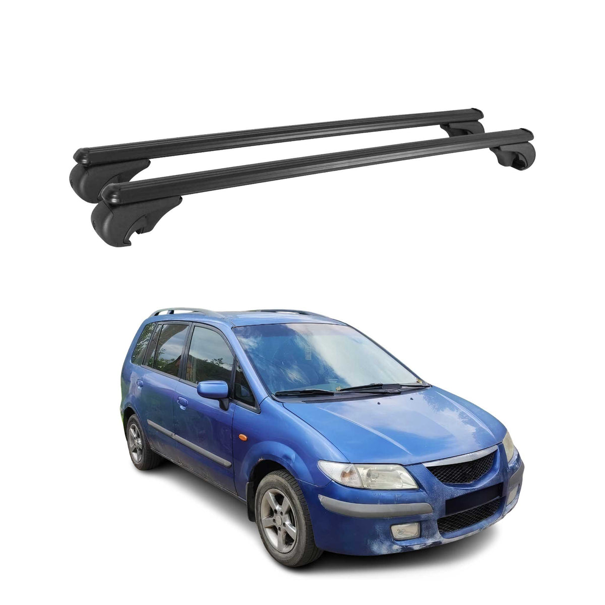 Dachträger für Mazda Premacy 2002-2004 Gepäckträger Grundträger Alu Schwarz 2x