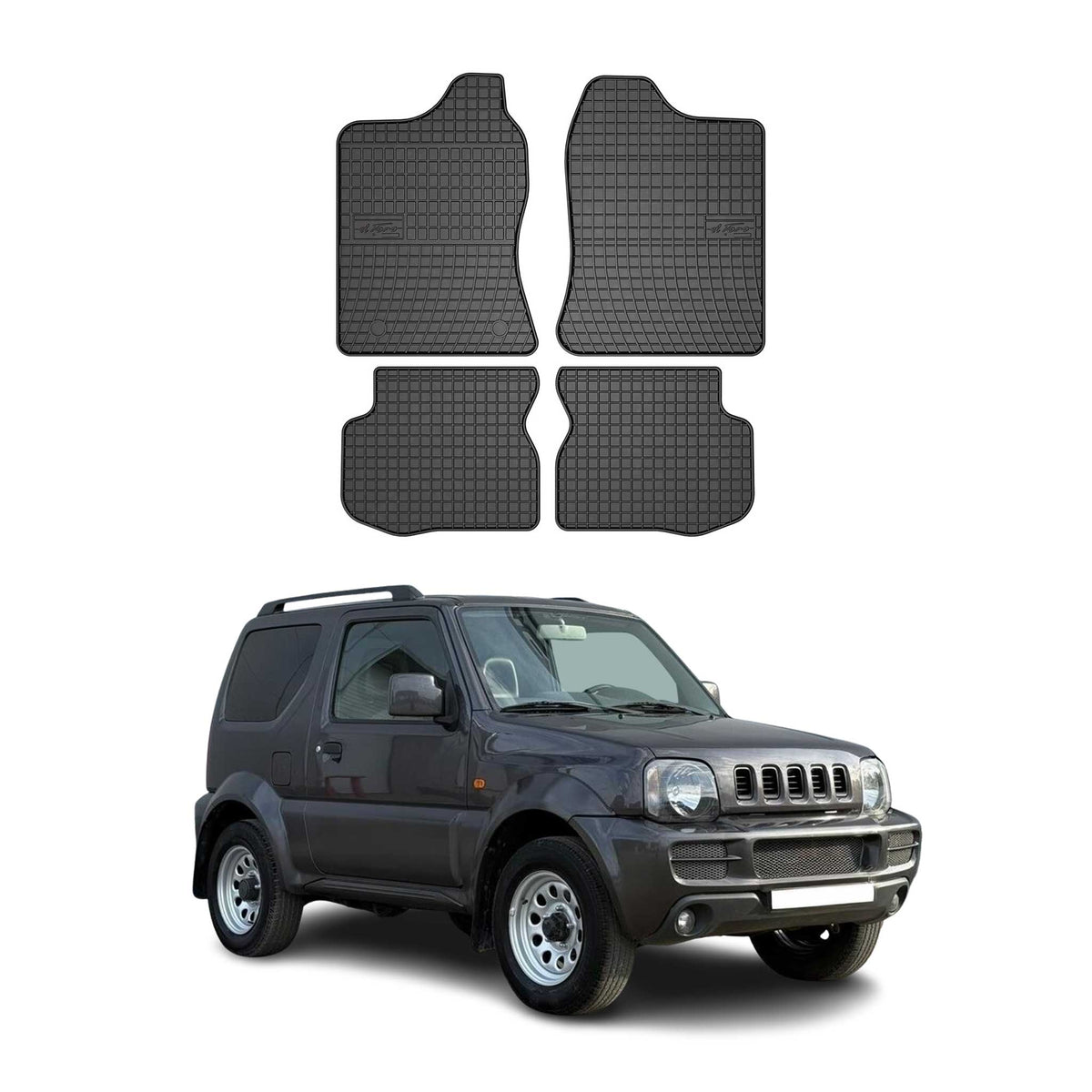 OMAC Gummi Fußmatten für Suzuki Jimny 1998-2018 Automatten Gummi Schwarz 4tlg